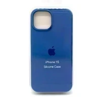 Чехол для Apple iPhone 15 накладка/силикон Silicone Case с логотипом (синяя сталь)
