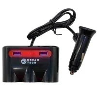Разветвитель прикуривателя на 3 гнезда с 2USB DREAM WF-0966 (черный)