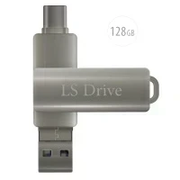 Мобильный флэш-накопитель LS Drive 128Gb Type-C+Lightning+USB+MicroUSB (Silver)