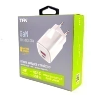 Сетевое зарядное устройство TFN Gan 33W, USB-A/USB-C [TFN-WCRPD21] белый