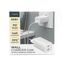 Сетевое зарядное устройство Deppa 65W USB-C (x2) Power Delivery GaN 11445