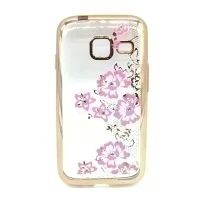 Чехол для Samsung Galaxy J1 mini накладка/силикон SC002 (gold-rose со стразами)