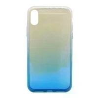 Чехол для Apple iPhone X/XS накладка/силикон Fashion (желто-синий, прозрачный)