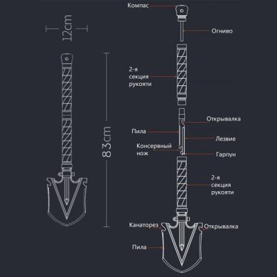 Многофункциональная лопата NexTool Multi Functional Folding Shovel Medium NE20206 CN
