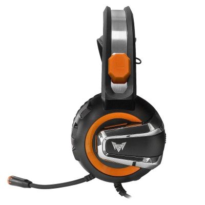 Проводная игровая стерео гарнитура с подсветкой Crown CMGH-3003 (черный с оранжевым)