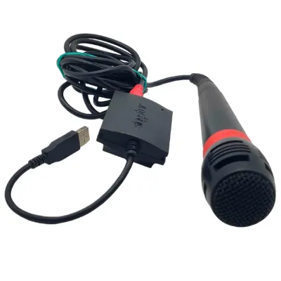 Микрофон проводной SingStar для PS2/PS3 1 шт. + USB конвертер (б/у, черно-красный)