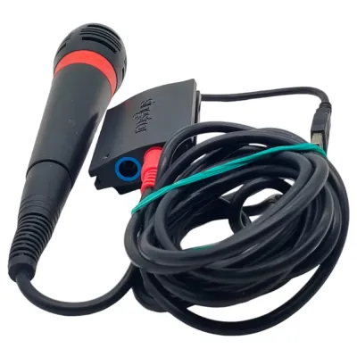 Микрофон проводной SingStar для PS2/PS3 1 шт. + USB конвертер (б/у, черно-красный)