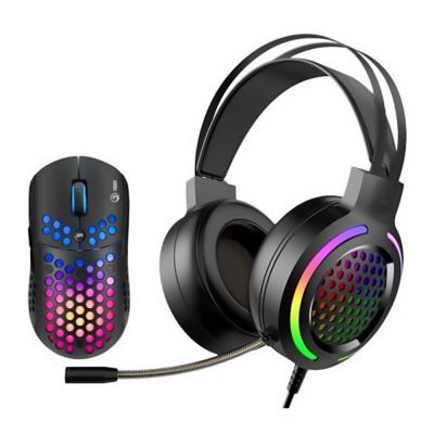 Игровой набор Marvo MH01BK: мышь проводная, гарнитура с подсветкой RGB для ПК
