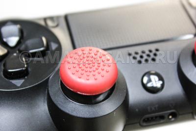 Накладка на стик PS4 Dualshock 4 (плоская, рельефная) Красная