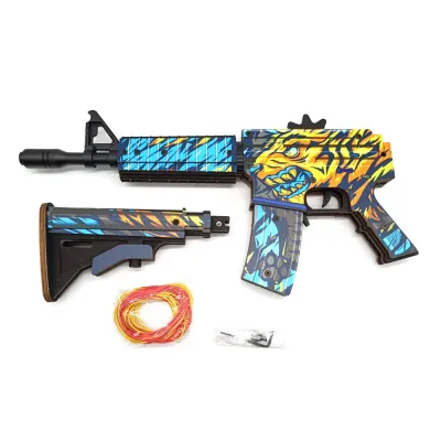 Деревянный автомат M4A4 Год тигра (резинкострел) Mod.2 EcoToys