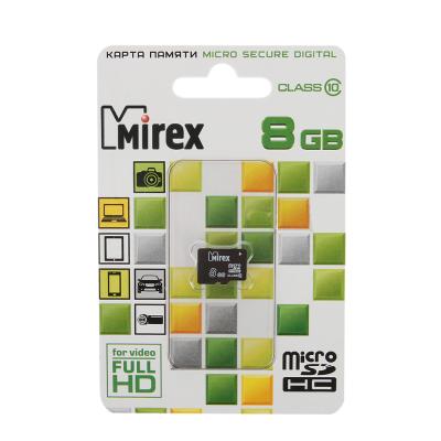 Карта памяти MicroSDHC 8 GB Class10 Mirex (SDC10/8GB)