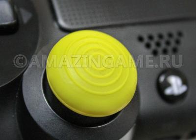 Накладка на стик PS4 Dualshock 4 (плоская, кольцевой рельеф) Желтая