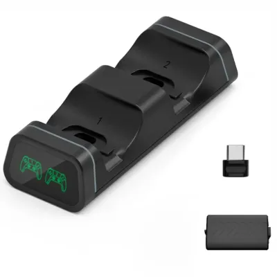 Зарядная станция для двух контроллеров Xbox One + Battery pack (x2) (1200mAh) DOBE (TYX-0625) Black