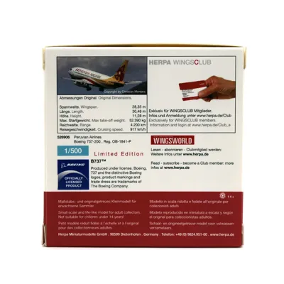 Модель самолета Herpa Wings 526906 Peruvain Boeing 737-200 OB-1841-P 1:500