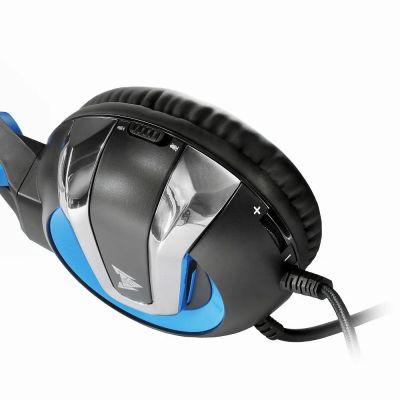 Проводная игровая стерео гарнитура с подсветкой Crown CMGH-3001 (черный с синим)