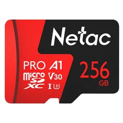 Карта памяти MicroSDXC + SD адаптер 256 GB Class10 Netac
