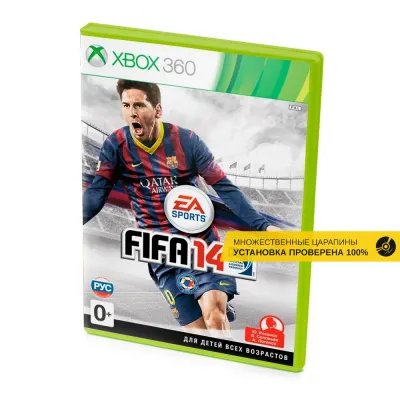 FIFA 14 (Обложка с Месси) (Xbox 360, б/у, рус., множ.царап., устанавливается на 100%)