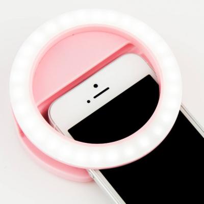 Светодиодная кольцевая лампа с зажимом для телефона (Pink)