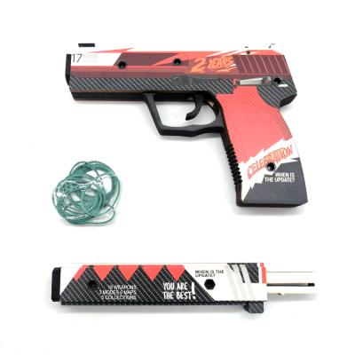 Деревянный пистолет ЮСП 2 года красный (резинкострел) Mod.2 EcoToys