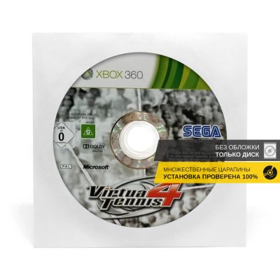 Virtua Tennis 4 (Xbox 360, б/у, без обложки, множ.царап., устанавливается на 100%)