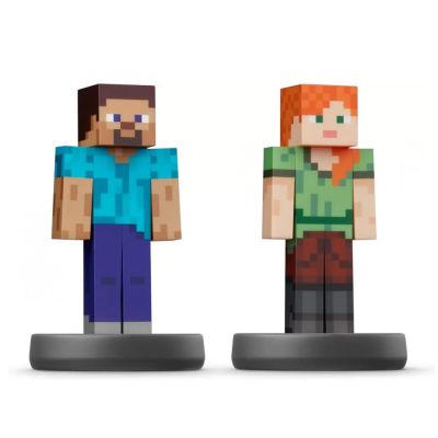 Набор из 2-х фигурок Nintendo Amiibo Steve, Alex (Minecraft) (Super Smash Bros коллекция)