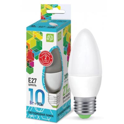 Лампа светодиодная ASD LED-СВЕЧА-standard 10Вт 230В Е27 4000К 900Лм - 3 шт.
