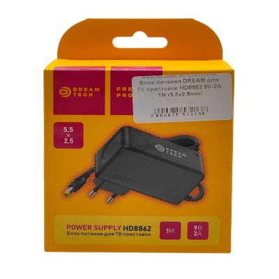 Блок питания DREAM для TV приставок HD8862 9V-2A 1M (5.5x2.5mm)