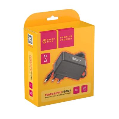 Блок питания DREAM для TV приставок HD8864 12V-1A 1M (5.5x2.5mm)