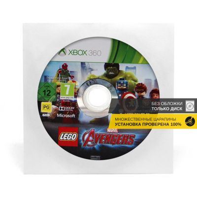 LEGO Marvel Мстители (Xbox 360, б/у, рус., без обложки, множ.царап.,устанавливается на 100%)