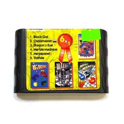 Картридж 16-bit 6 в 1 Block Out/Chessmaster/Dragons Eye/Volfide... (№201)