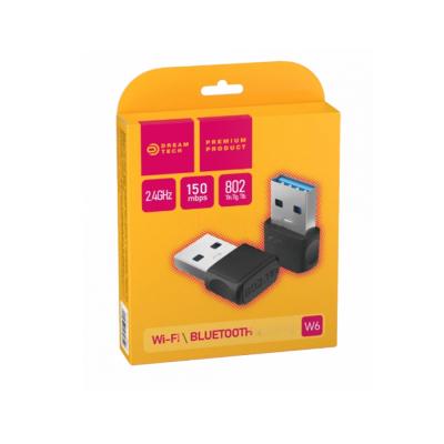 Адаптер WI-FI / BLUETOOTH DREAM W6 (BLUETOOTH 4.2, 150MB/S) (черный)