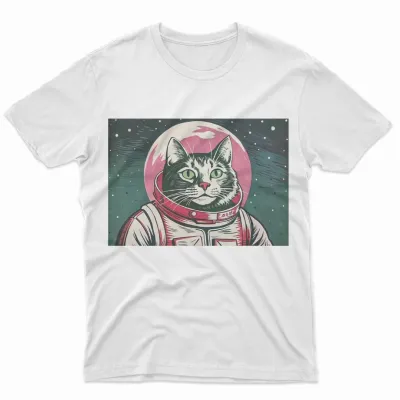 Футболка унисекс Кот космонавт (размер 42) Amazingame