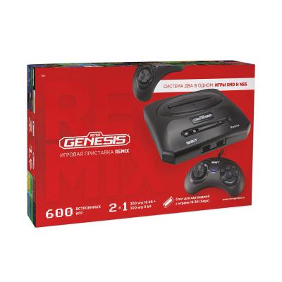 Игровая приставка Retro Genesis Remix (8+16 Bit) + 600 игр (2 проводных джойстика)