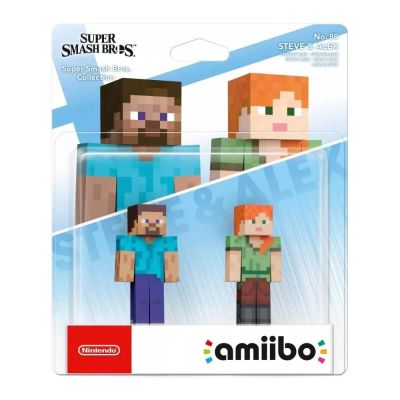 Набор из 2-х фигурок Nintendo Amiibo Steve, Alex (Minecraft) (Super Smash Bros коллекция)