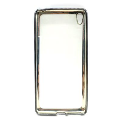 Чехол силиконовый для Sony Xperia E5 (прозрачный с хром рамкой)