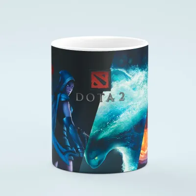 Кружка с принтом DOTA 2 (1) оранжевая внутри Amazingame