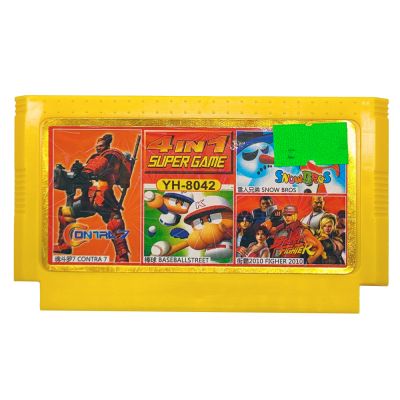 Картридж 8-bit 4 в 1 CONTRA 7|STREET FIGHTER 2010|SNOW BROS.|BASEBALL STREET (YH-8042)