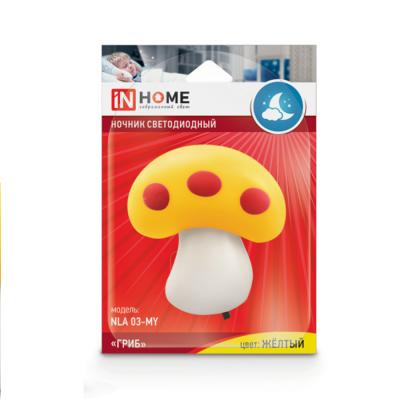 Ночник светодиодный IN HOME NLA 03-MY ГРИБ жёлтый с выключателем 230В