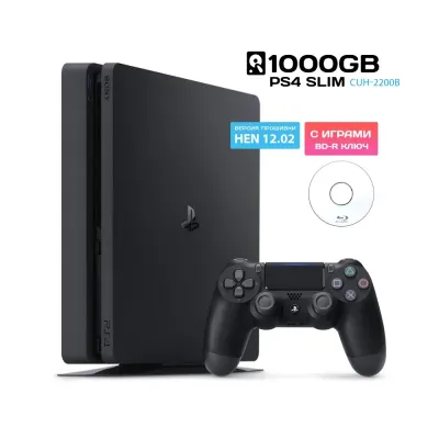 SONY Playstation 4 Slim (PS4) 1Tb Model CUH 2200B Hen 12.02 + BD-R ключ. С играми