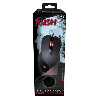 Мышь проводная + коврик Smartbuy ONE RUSH SBM-730G-K (черный)