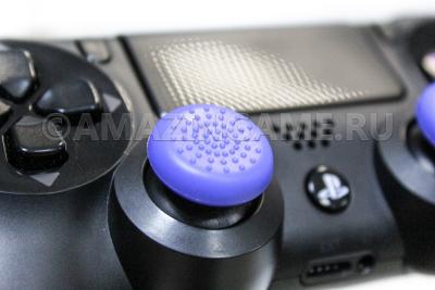 Накладка на стик PS4 Dualshock 4 (плоская, рельефная) Синяя