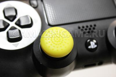 Накладка на стик PS4 Dualshock 4 (плоская, рельефная) Желтая