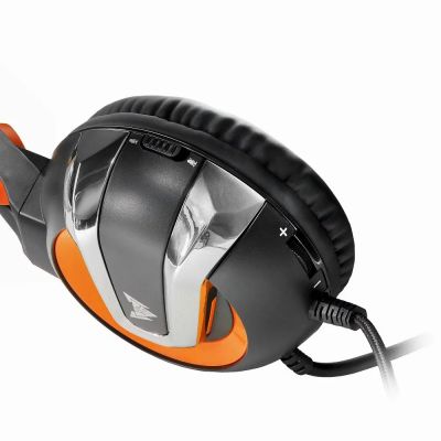 Проводная игровая стерео гарнитура с подсветкой Crown CMGH-3003 (черный с оранжевым)